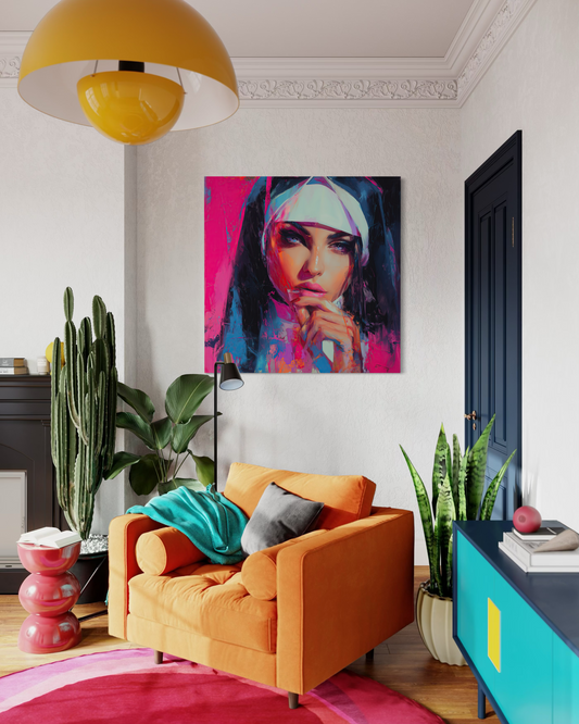Gallery Wrapped Canvas, Habits and Heresy Art Canvas, Naughty Nuns Art Canvas – Sister Lucienne