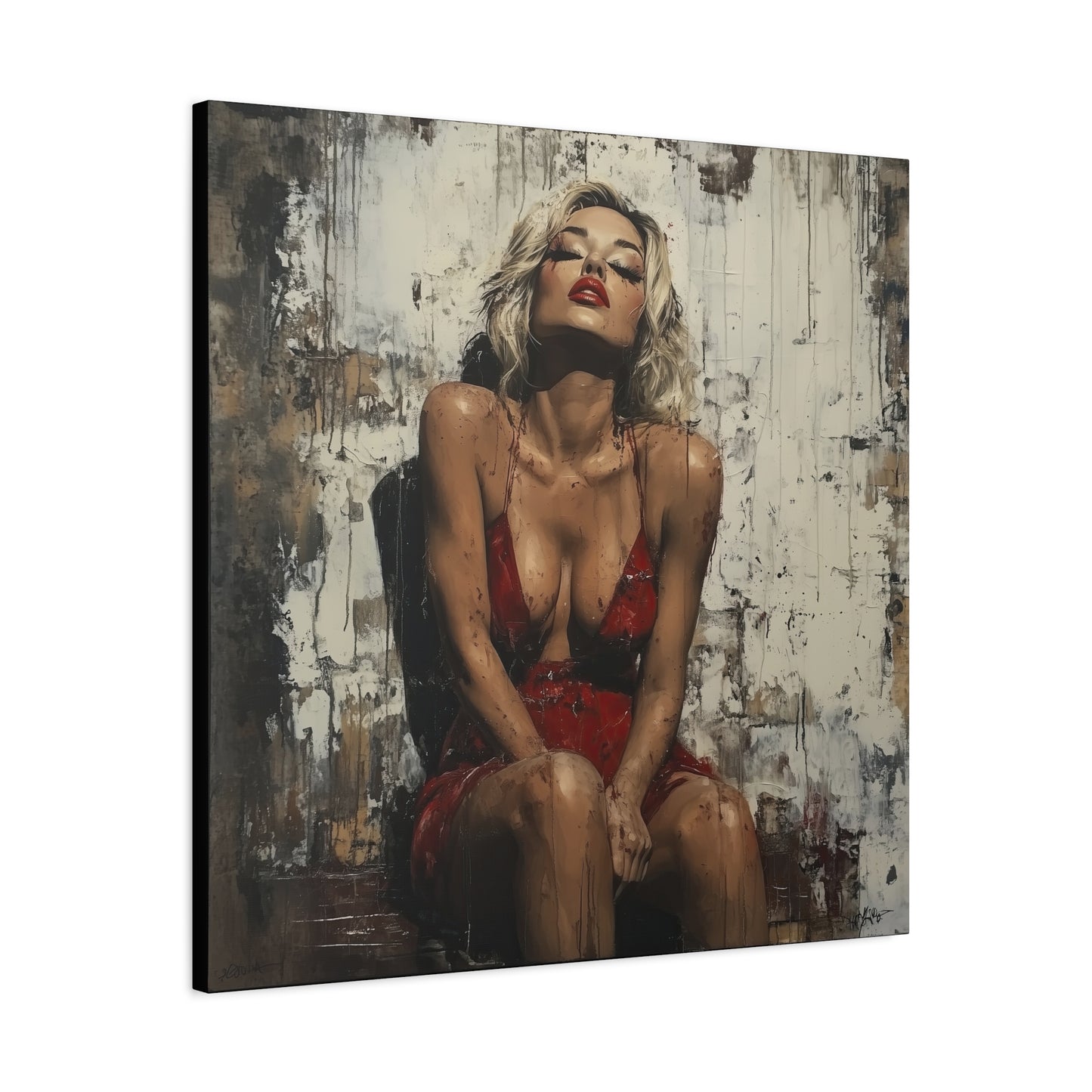 Gallery Wrapped Canvas, Guilt and Grit Adult Art Canvas, Erotic Pinup Art Canvas – Amara