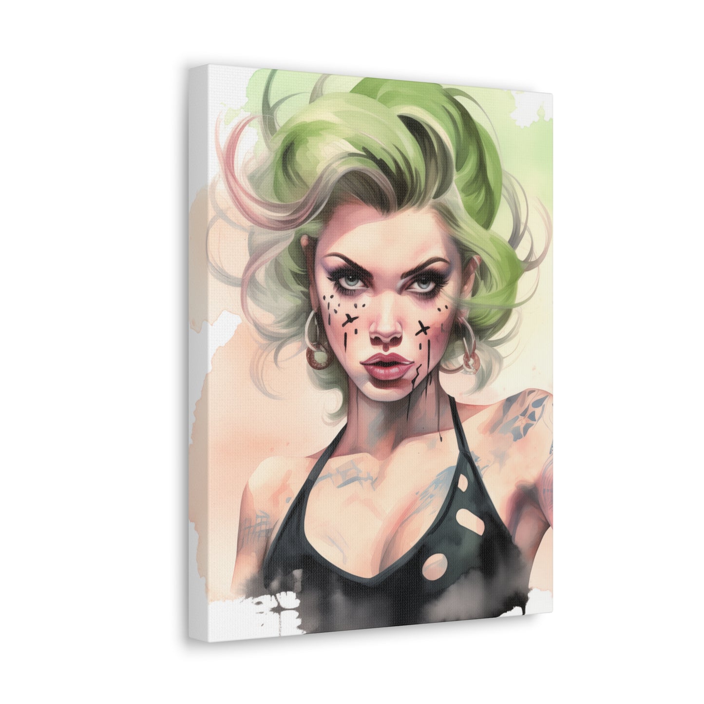 Gallery Wrapped Canvas, Edgy Tattooed Beauty, Urban Pop Art Canvas – Ivy
