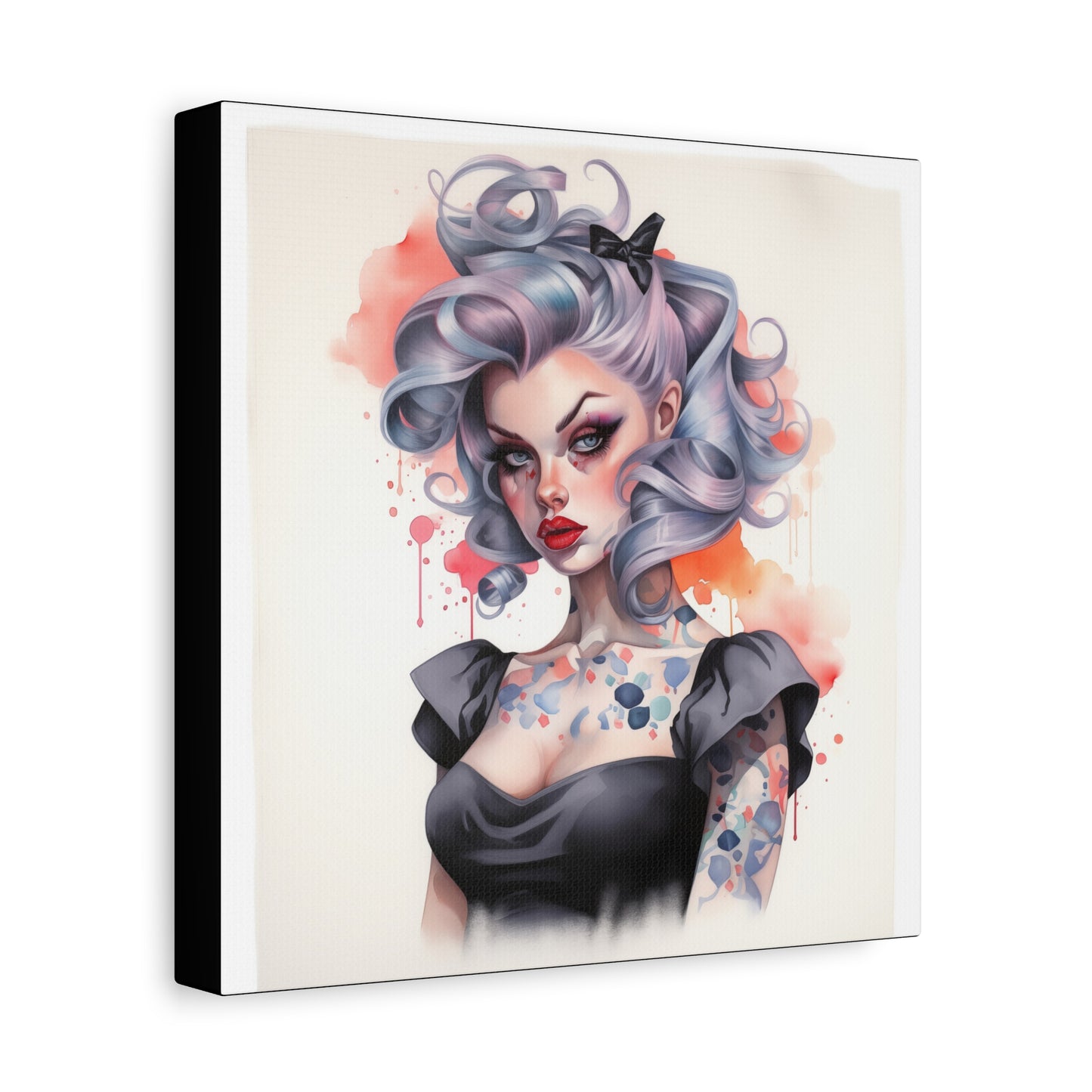 Gallery Wrapped Canvas, Edgy Tattooed Beauty, Urban Pop Art Canvas – Noelle