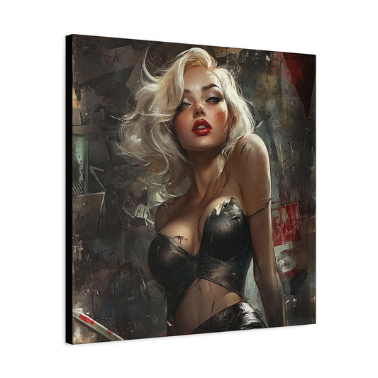 Gallery Wrapped Canvas, Guilt and Grit Adult Art Canvas, Erotic Pinup Art Canvas – Noelle