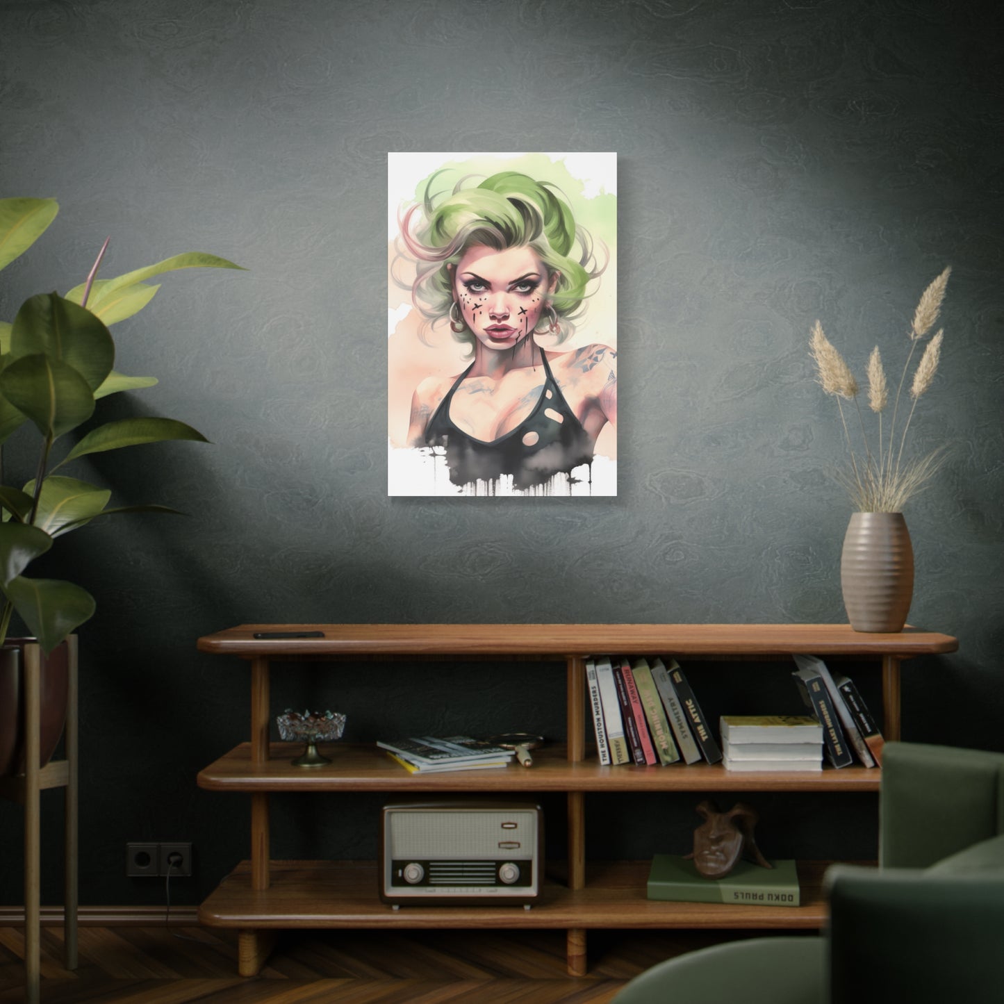 Gallery Wrapped Canvas, Edgy Tattooed Beauty, Urban Pop Art Canvas – Ivy