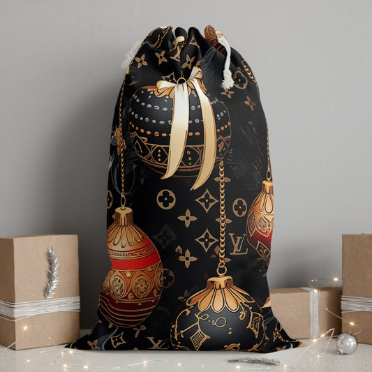 Designer Inspired Gift Sack - LV Christmas Bobble