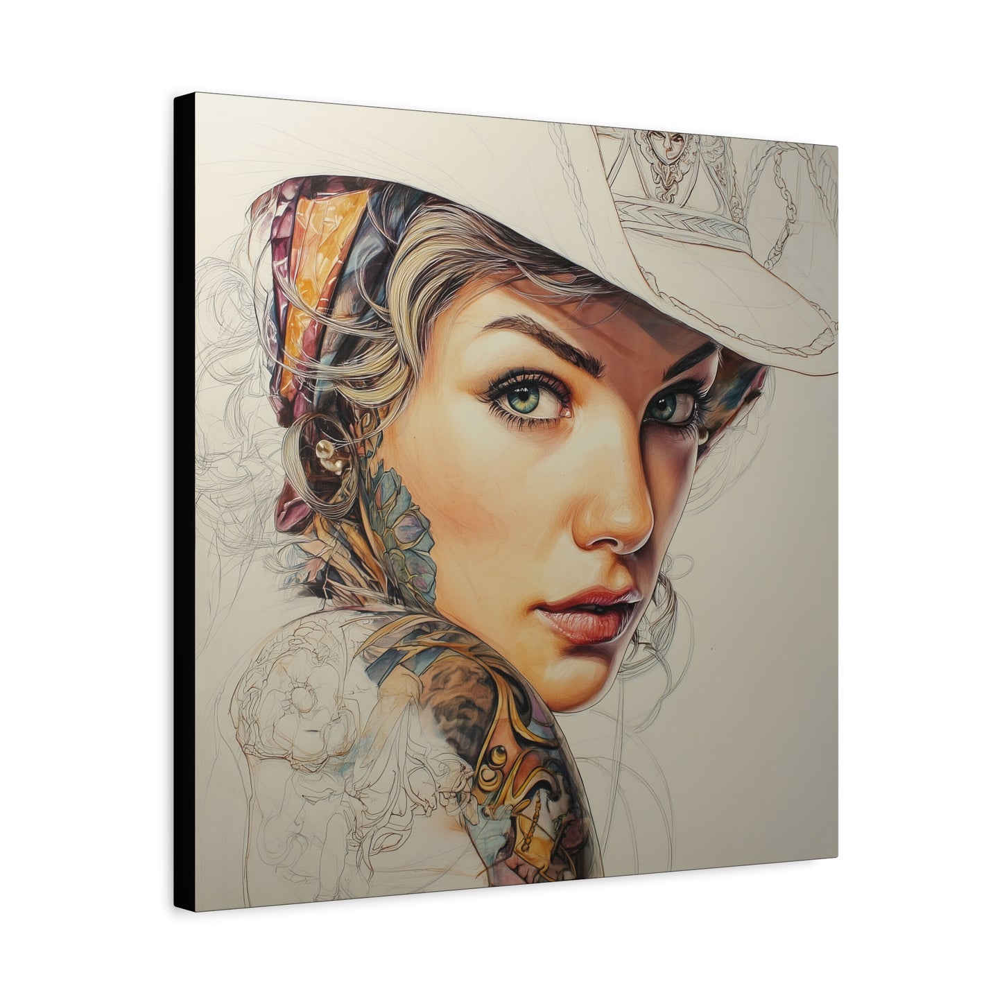 Gallery Wrapped Canvas, Wranglers and Wreckage Art Canvas, Erotic Pinup Art Canvas – Shiloh