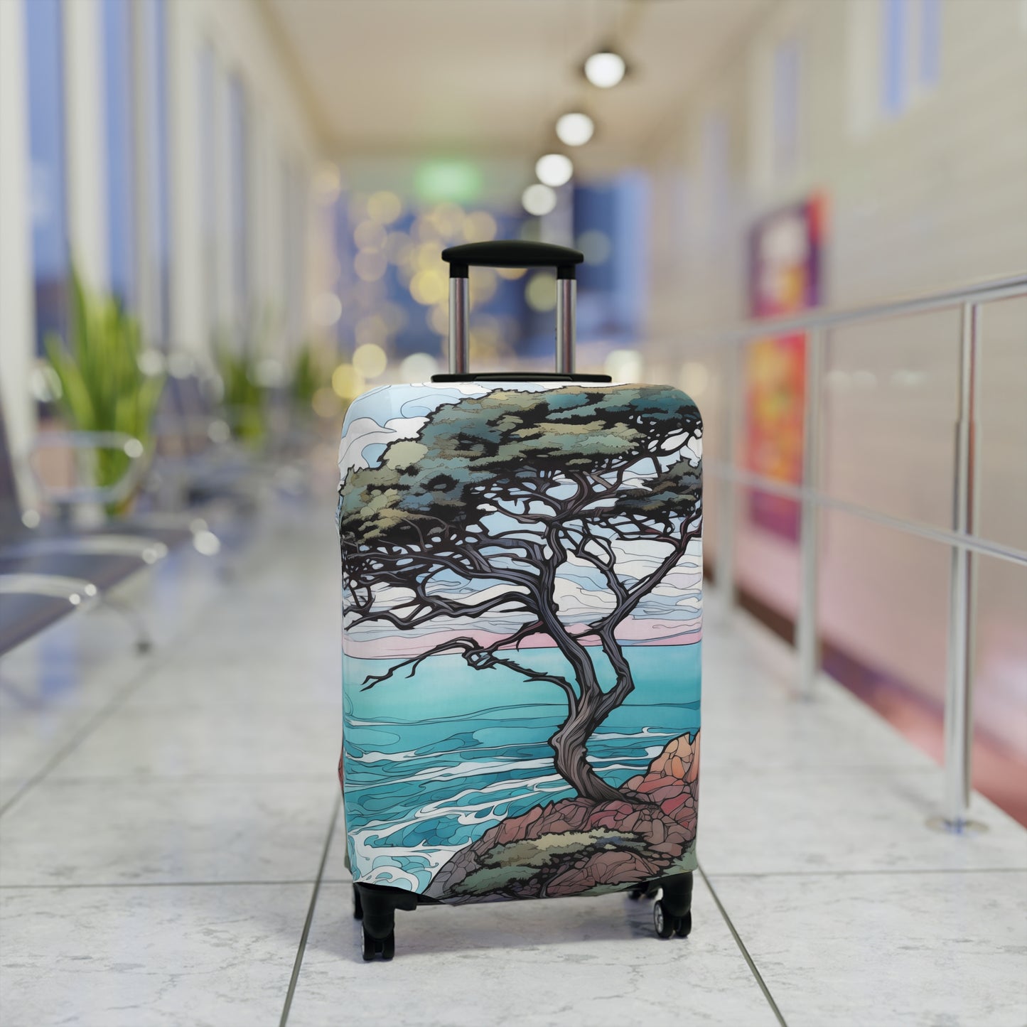 Travel Inspired Luggage Cover - Carmel by the Sea - Cypress Tree
