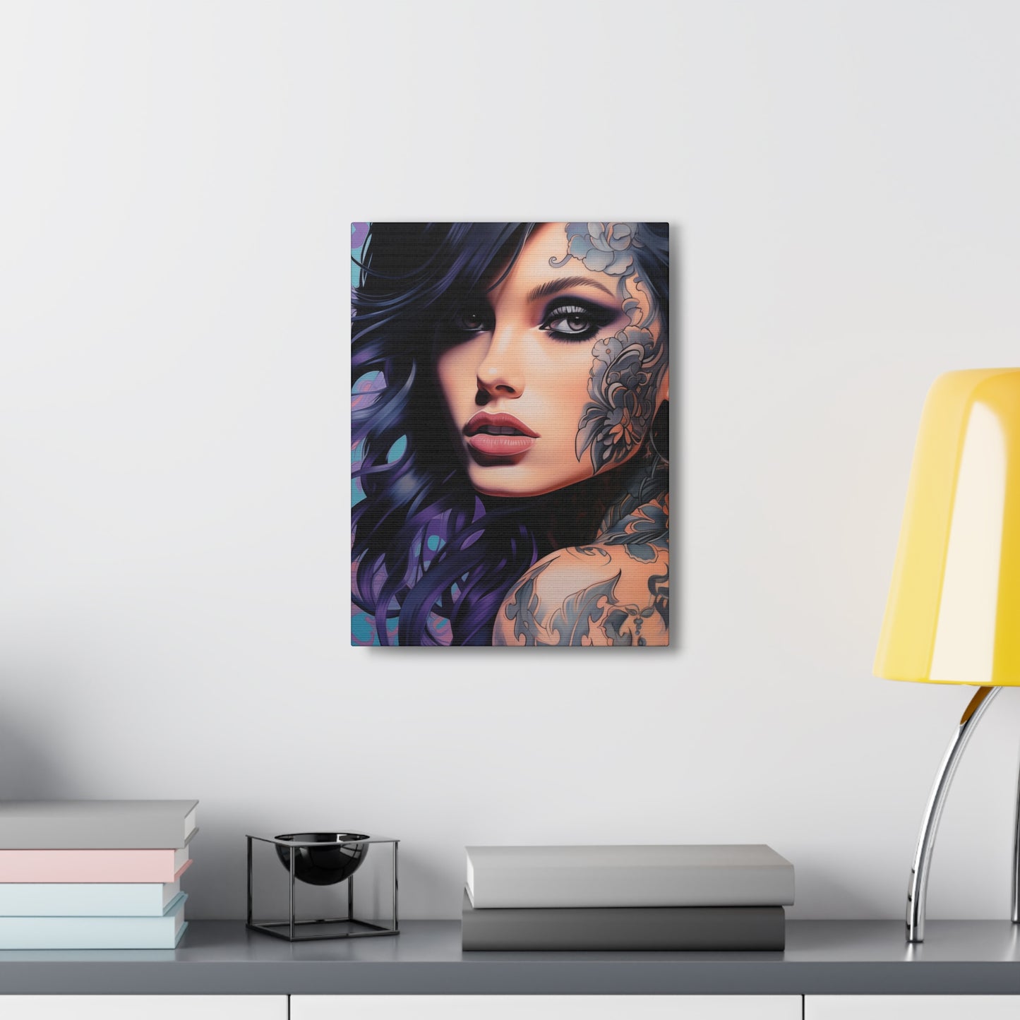 Gallery Wrapped Canvas, Edgy Tattooed Beauty, Urban Pop Art Canvas – Dominique