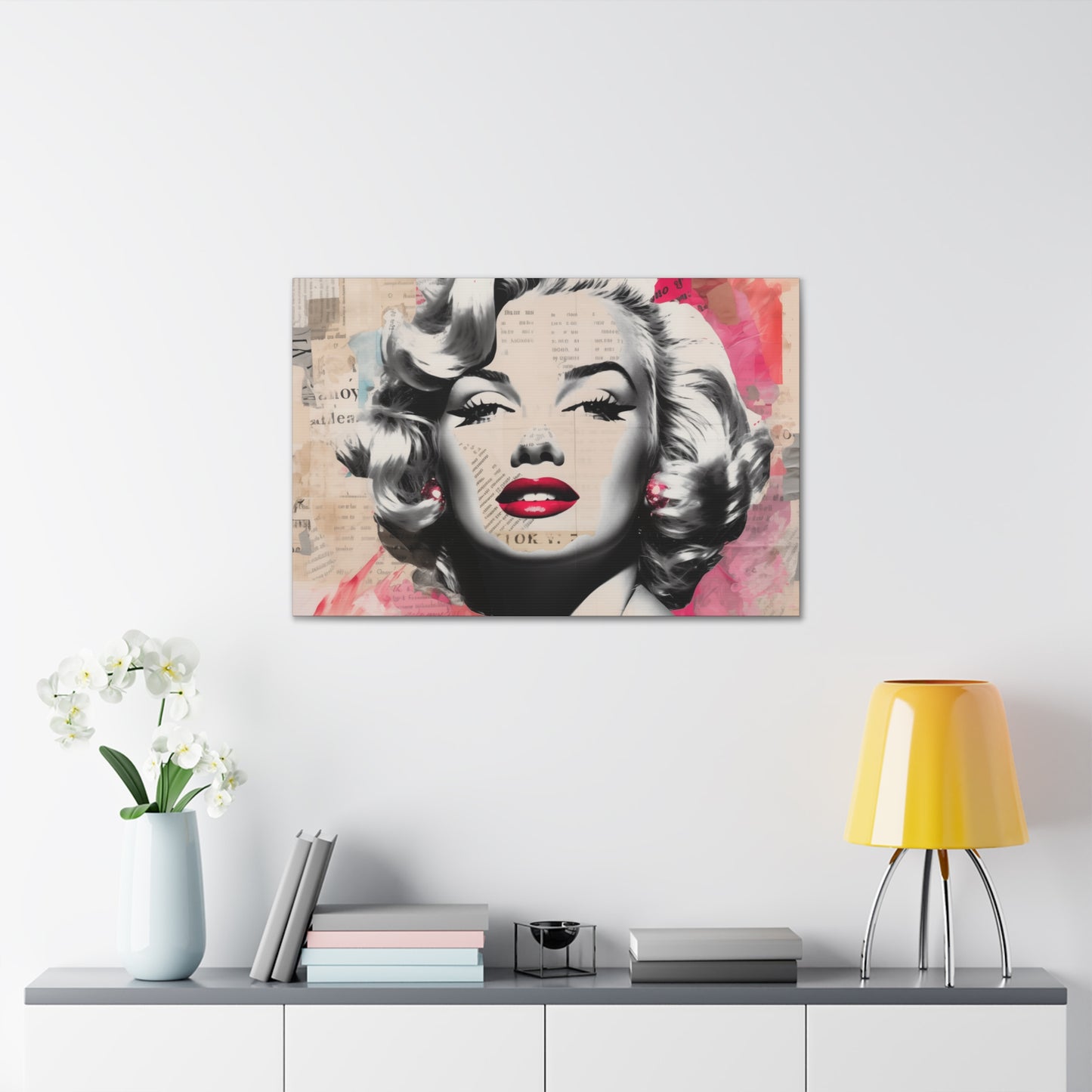 Canvas Wall Art, Gallery Wrapped Pop Art, Celebrity Wall Art – Marilyn Monroe - Newsprint