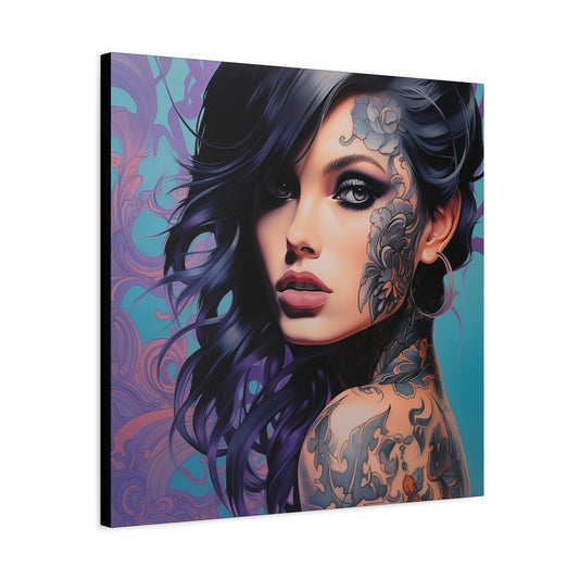 Gallery Wrapped Canvas, Edgy Tattooed Beauty, Urban Pop Art Canvas – Dominique