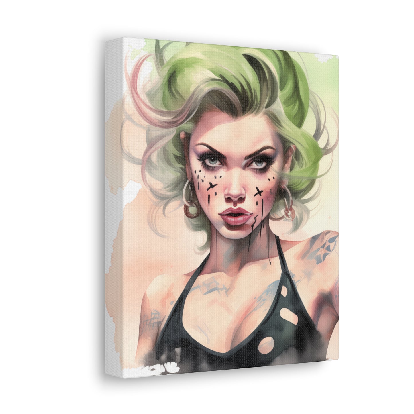 Gallery Wrapped Canvas, Edgy Tattooed Beauty, Urban Pop Art Canvas – Ivy