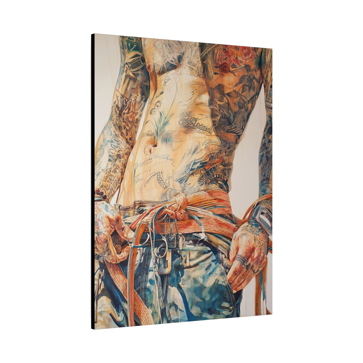 Gallery Wrapped Canvas, Ropes and Reverence Art Canvas, Erotic Shibari Art Canvas – Leif