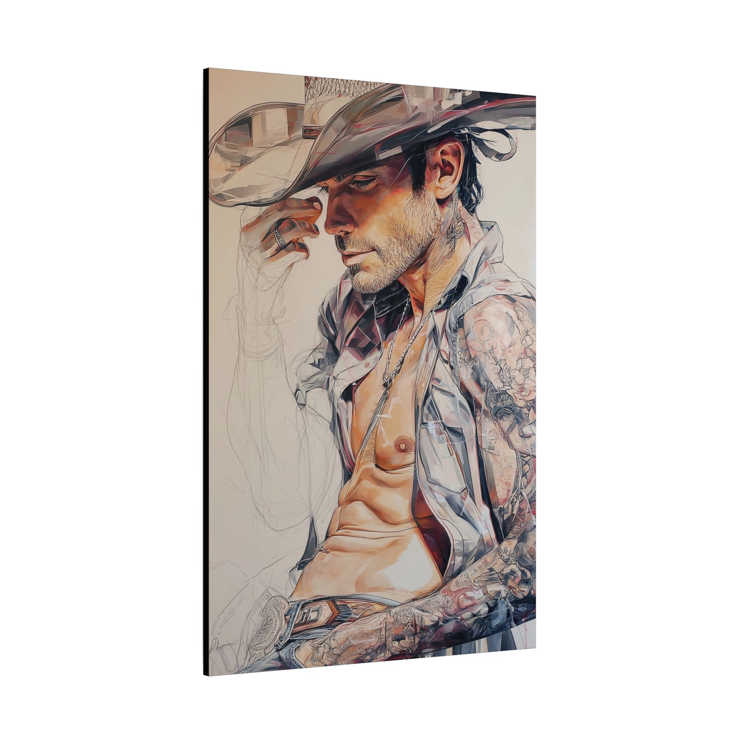 Gallery Wrapped Canvas, Wranglers and Wreckage Art Canvas, Erotic Pinup Art Canvas – Huck