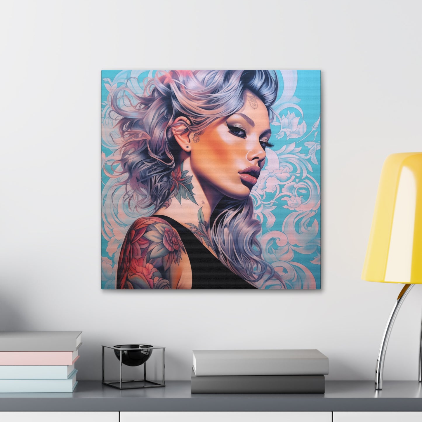 Gallery Wrapped Canvas, Edgy Tattooed Beauty, Urban Pop Art Canvas – Arabella
