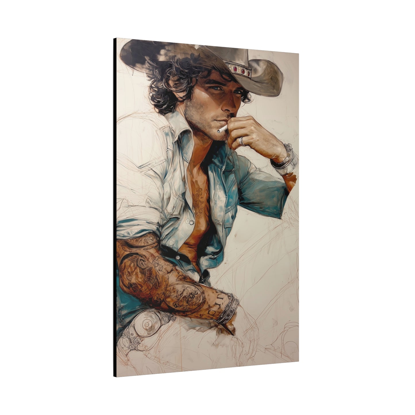 Gallery Wrapped Canvas, Wranglers and Wreckage Art Canvas, Erotic Pinup Art Canvas – Chase
