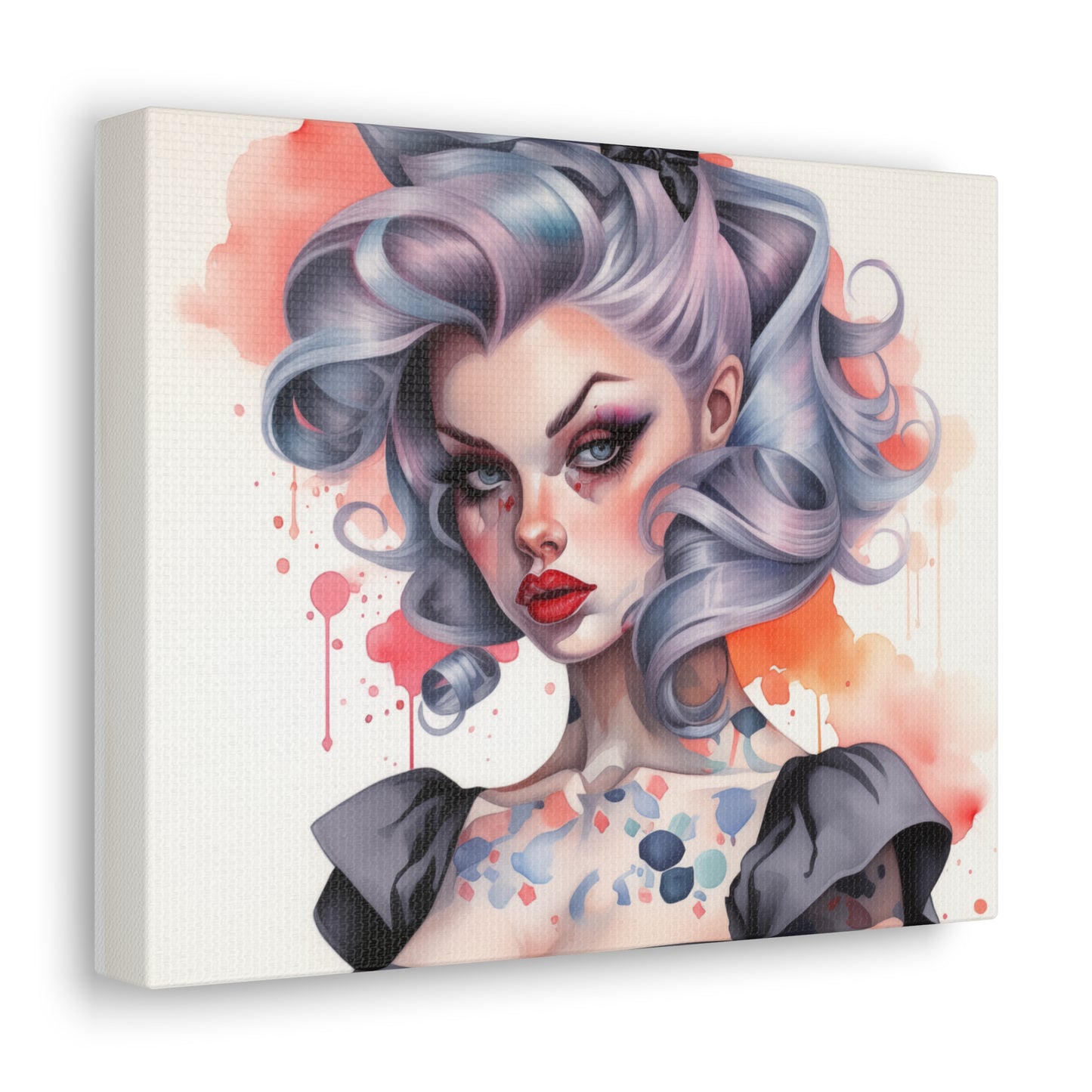 Gallery Wrapped Canvas, Edgy Tattooed Beauty, Urban Pop Art Canvas – Noelle