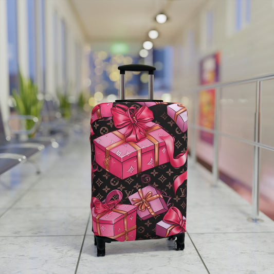 Designer Inspired Luggage Cover - LV Hot Pink