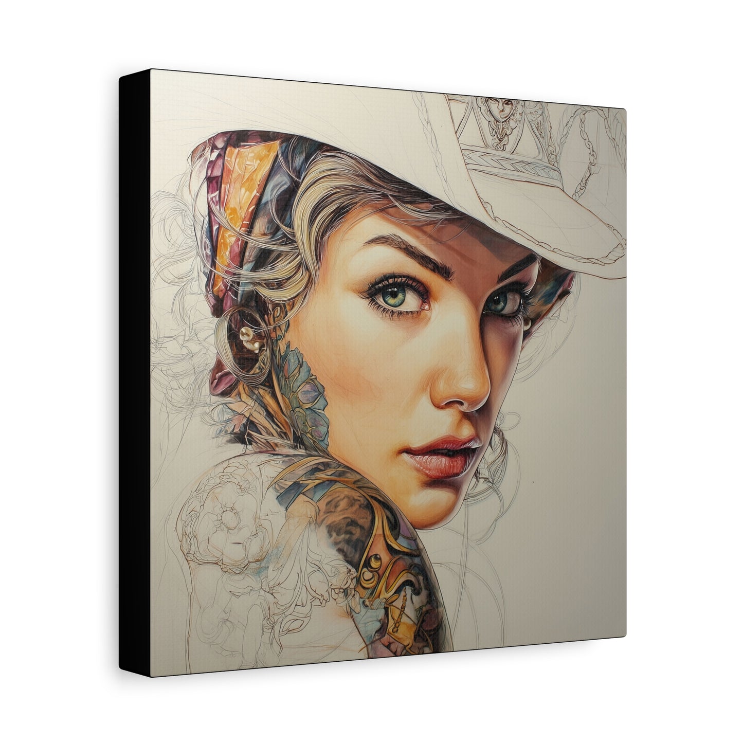 Gallery Wrapped Canvas, Wranglers and Wreckage Art Canvas, Erotic Pinup Art Canvas – Shiloh