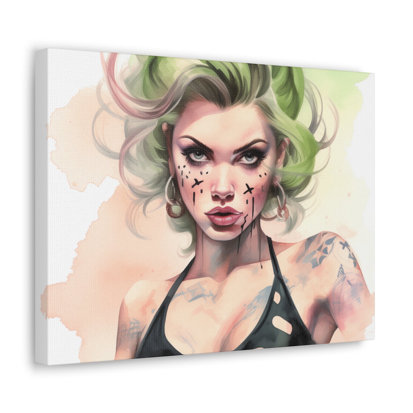 Gallery Wrapped Canvas, Edgy Tattooed Beauty, Urban Pop Art Canvas – Ivy