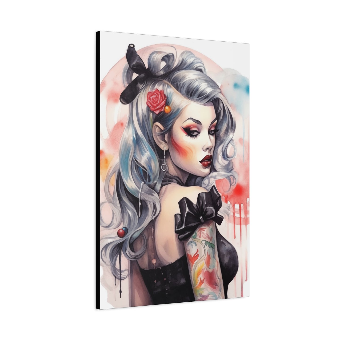 Gallery Wrapped Canvas, Edgy Tattooed Beauty, Urban Pop Art Canvas – Sabella