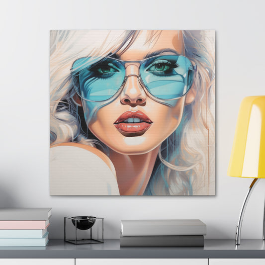 Canvas Gallery Wrapped High-Fashion Wall Art, Stylish Decor, Retro Femme Doll Pop Art – Nova