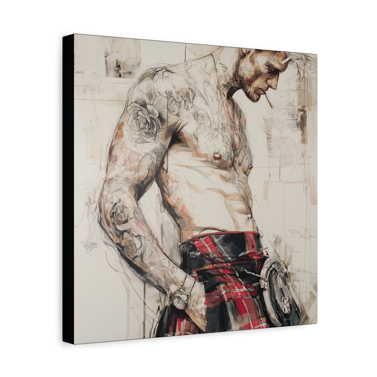 Gallery Wrapped Canvas, Kilts and Carnage Art Canvas, Erotic Pinup Art Canvas – Keir