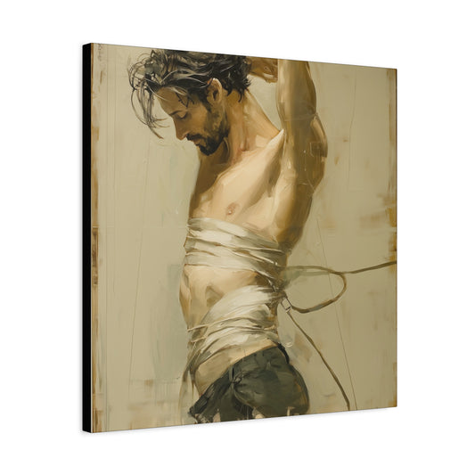 Gallery Wrapped Canvas, Ropes and Reverence Art Canvas, Erotic Shibari Art Canvas – Dante