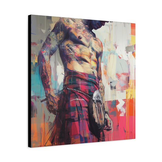 Gallery Wrapped Canvas, Kilts and Carnage Art Canvas, Erotic Pinup Art Canvas – Angus