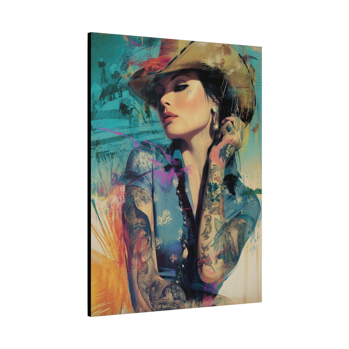 Gallery Wrapped Canvas, Wranglers and Wreckage Art Canvas, Erotic Pinup Art Canvas – Sierra