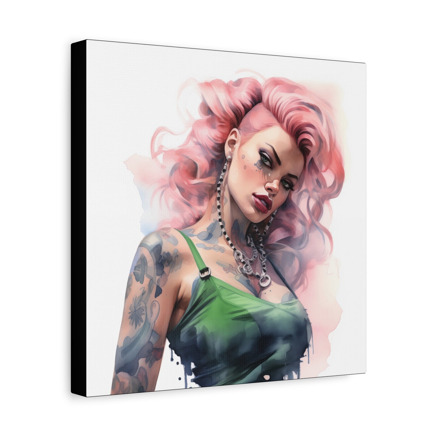 Gallery Wrapped Canvas, Edgy Tattooed Beauty, Urban Pop Art Canvas – Colette