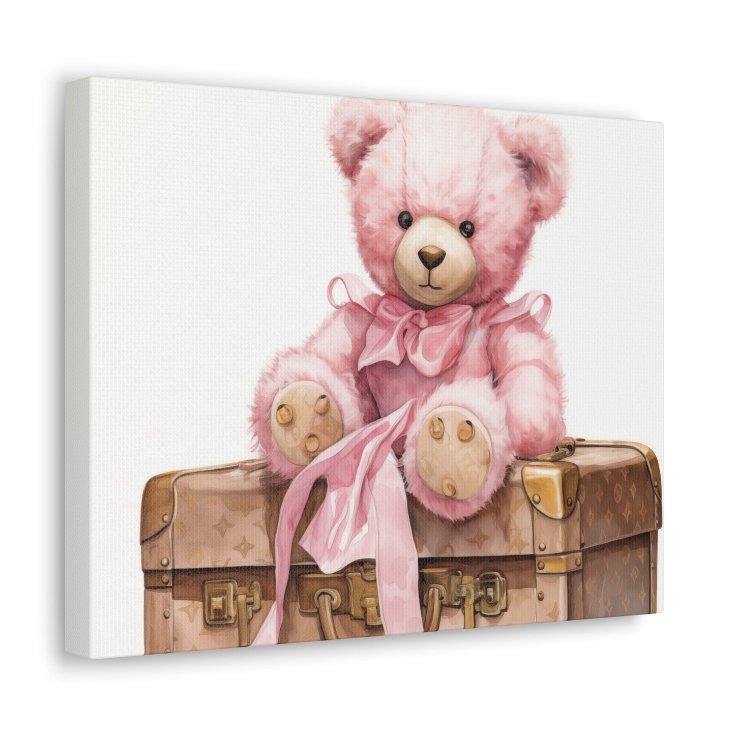 Canvas Gallery Wrap - LV Bear Wall Art - Gold Buttons