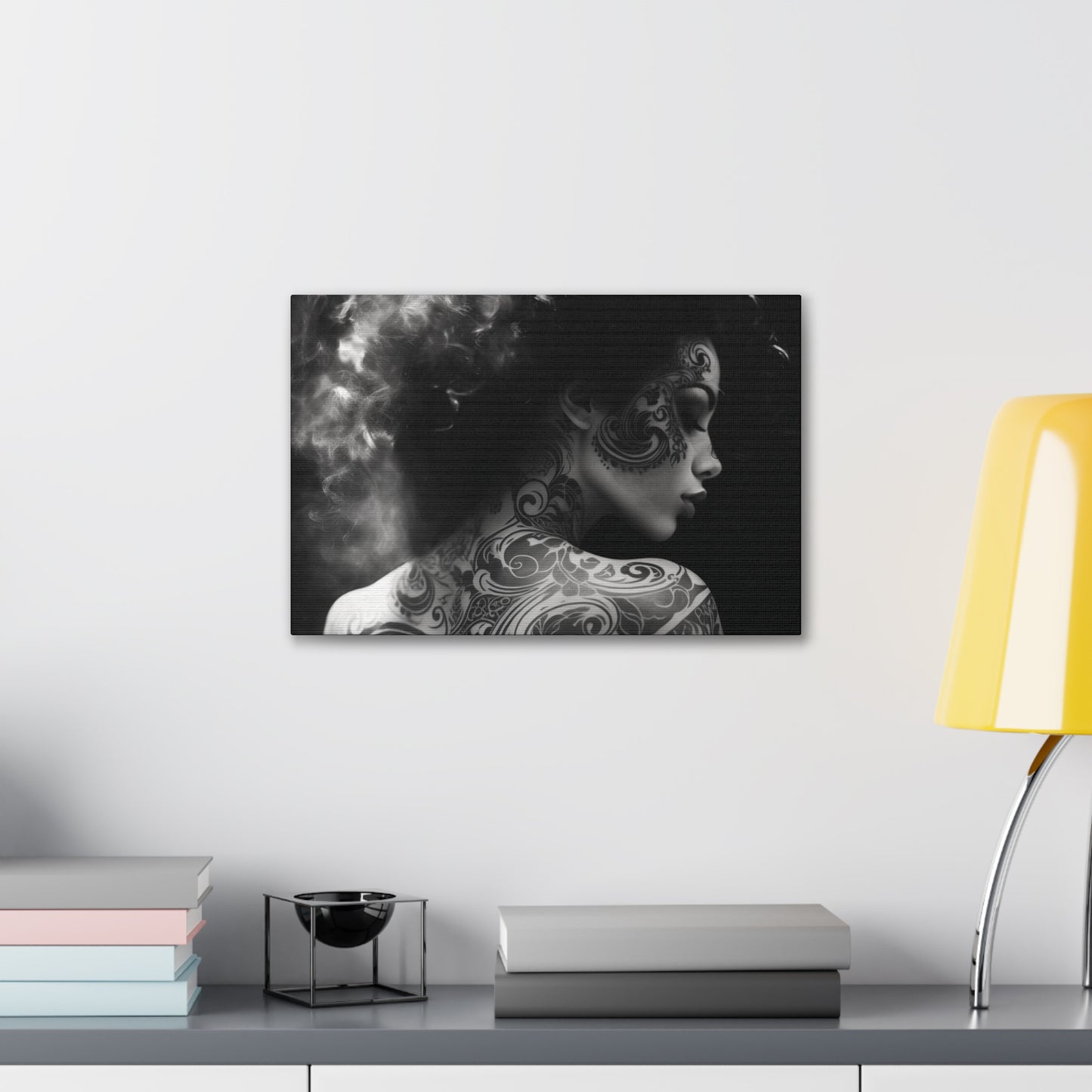 Canvas Gallery Wrap - Black and White Photography - Tattooed and Smoking Again