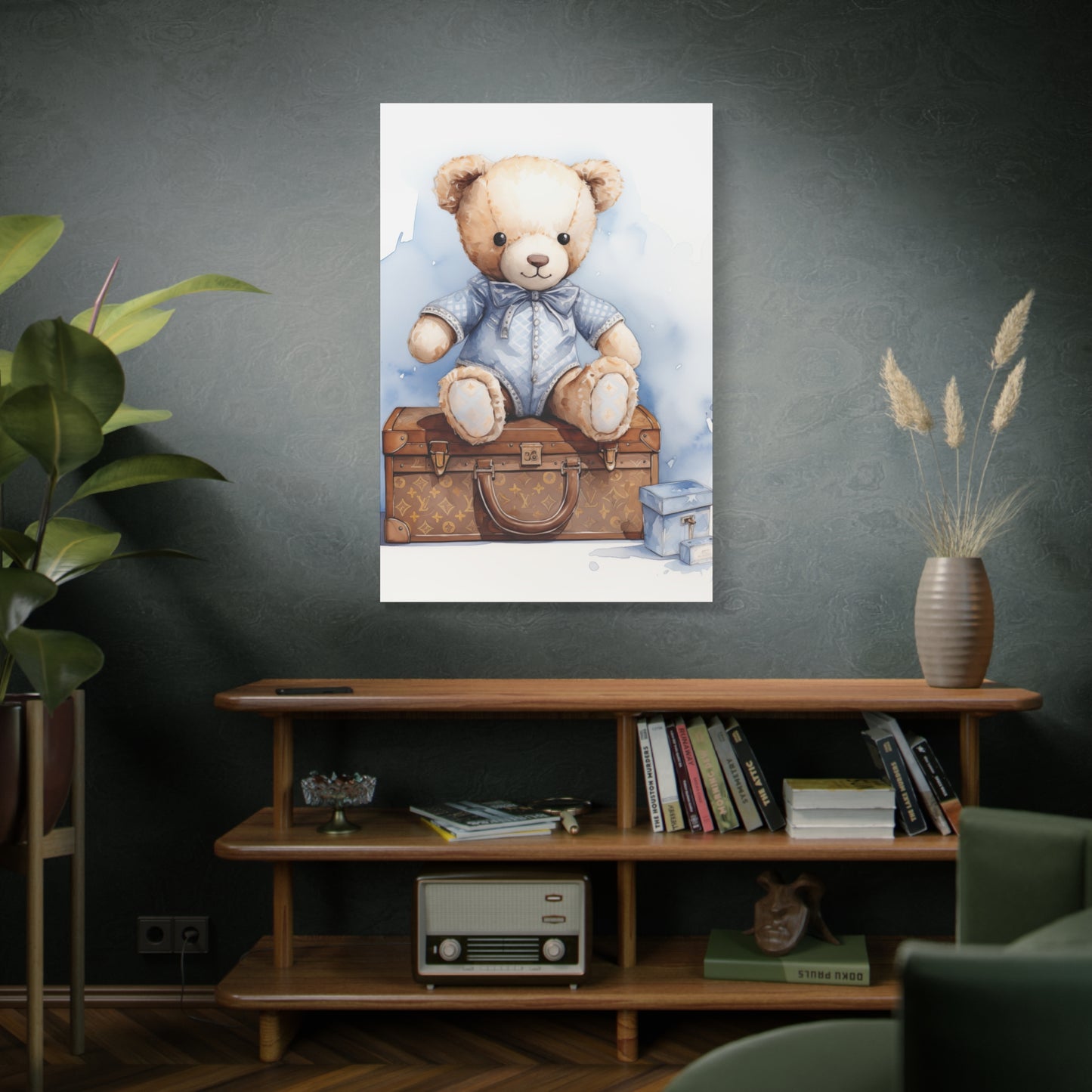 Canvas Gallery Wrap - Designer Trunk Bear Wall Art - Blu