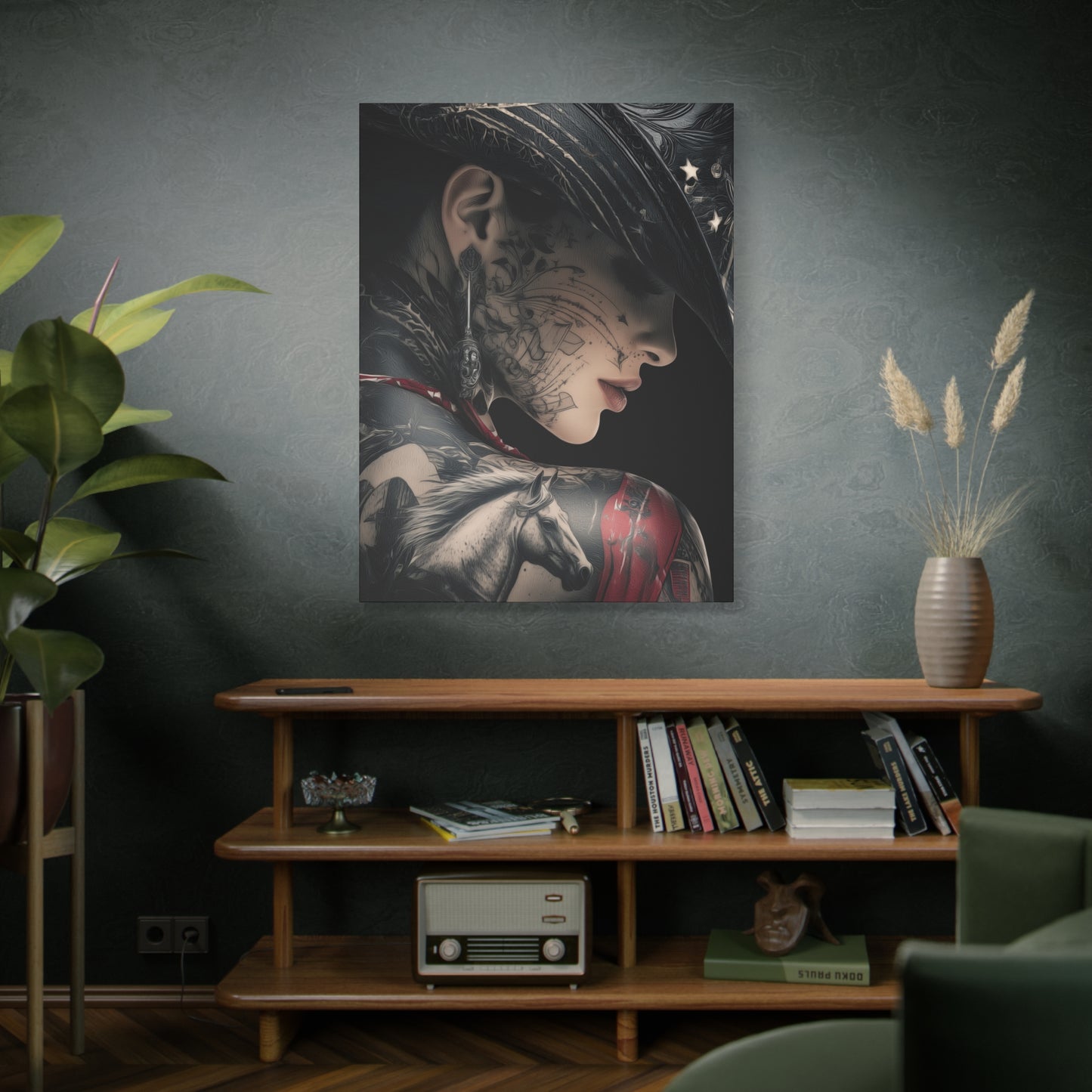 Gallery Wrapped Canvas, Wranglers and Wreckage Art Canvas, Erotic Pinup Art Canvas – Cassie