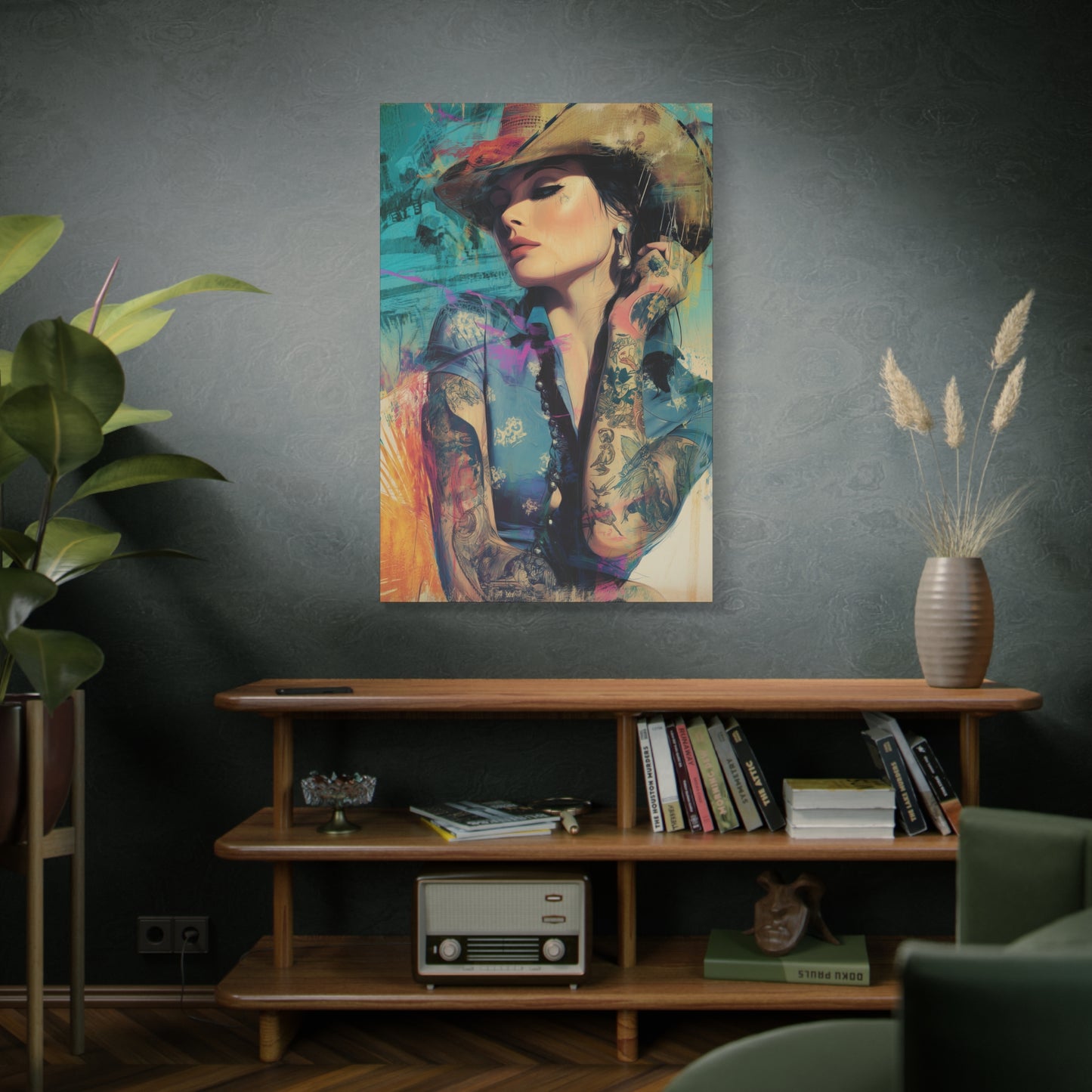 Gallery Wrapped Canvas, Wranglers and Wreckage Art Canvas, Erotic Pinup Art Canvas – Sierra