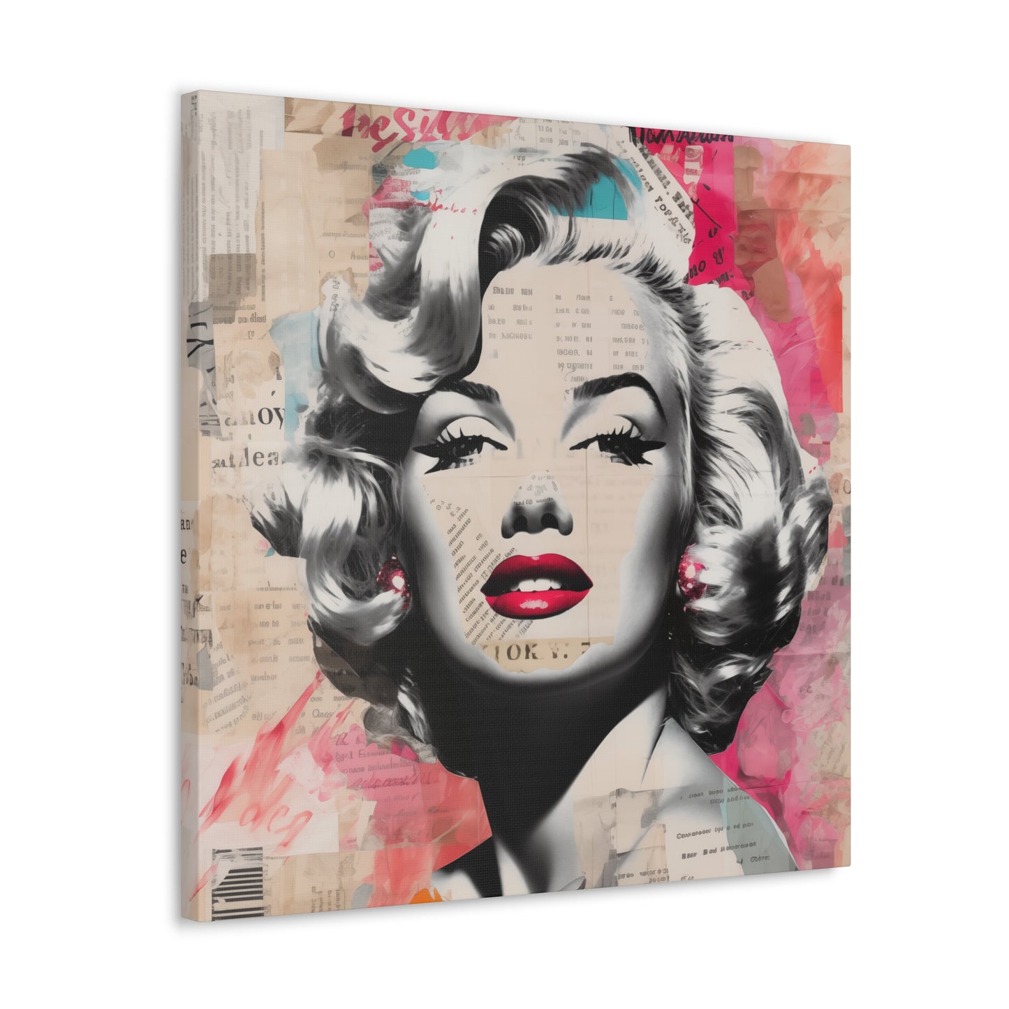 Canvas Wall Art, Gallery Wrapped Pop Art, Celebrity Wall Art – Marilyn Monroe - Newsprint