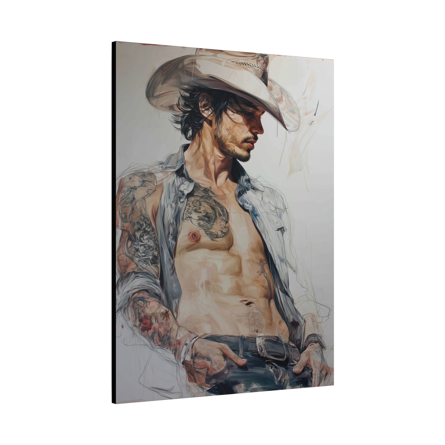 Gallery Wrapped Canvas, Wranglers and Wreckage Art Canvas, Erotic Pinup Art Canvas – Sawyer