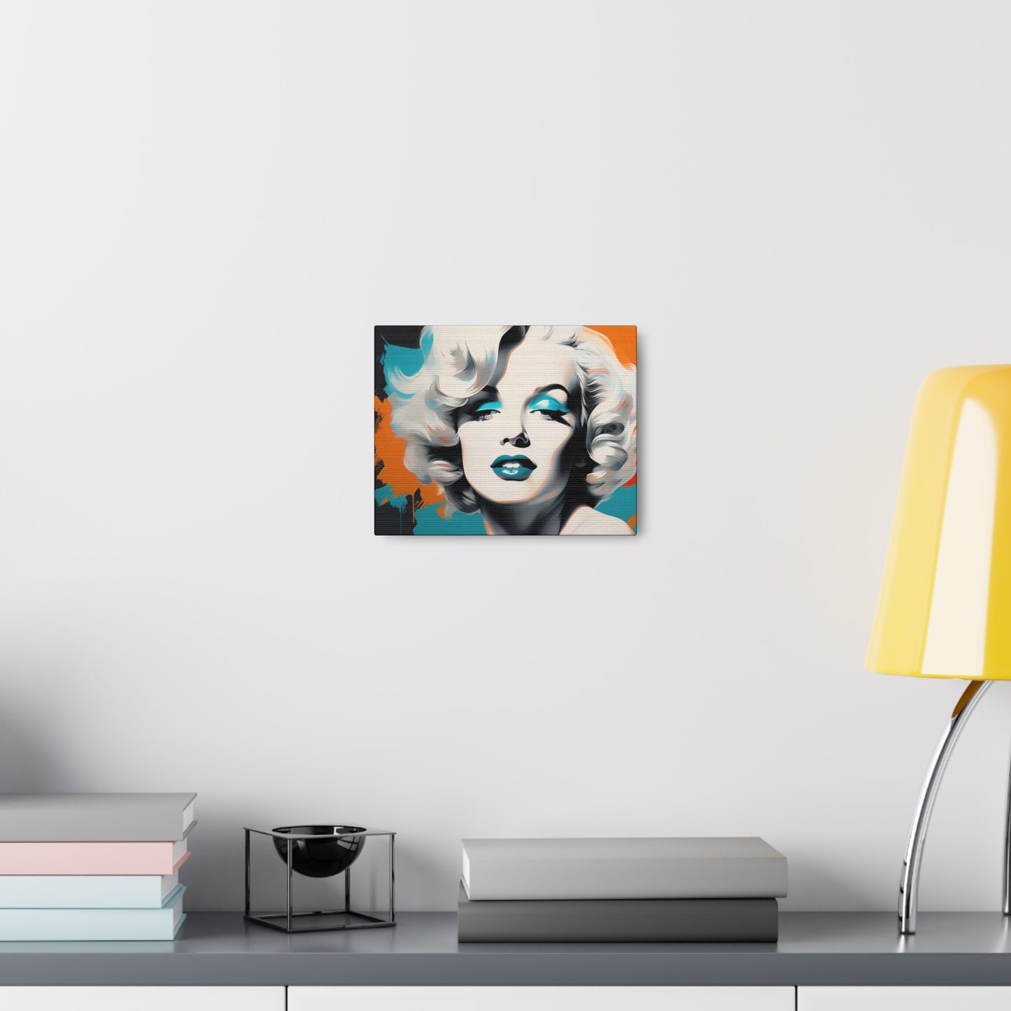 Canvas Wall Art, Gallery Wrapped Pop Art, Celebrity Wall Art – Marilyn Monroe - Orange and Teal