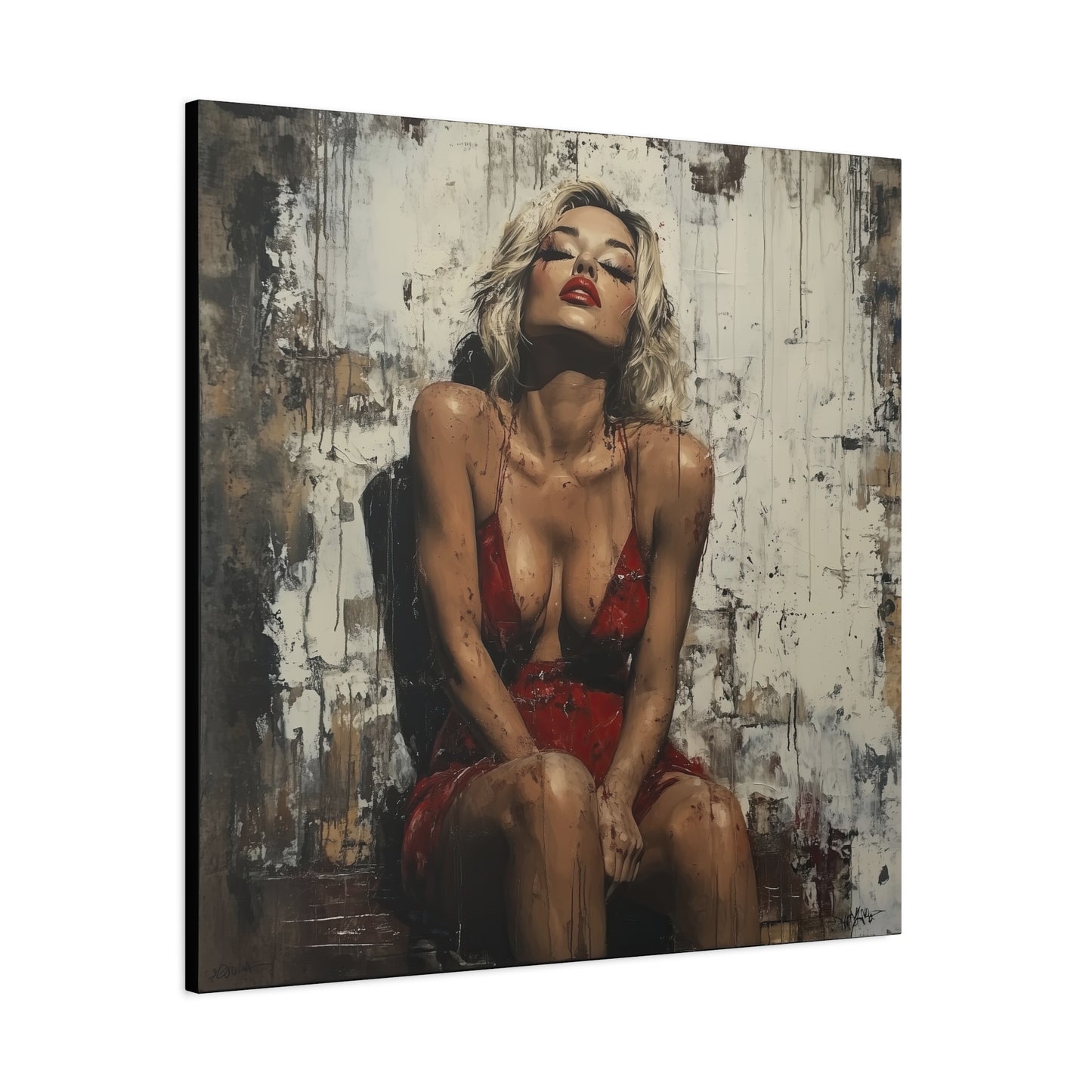 Gallery Wrapped Canvas, Guilt and Grit Adult Art Canvas, Erotic Pinup Art Canvas – Amara