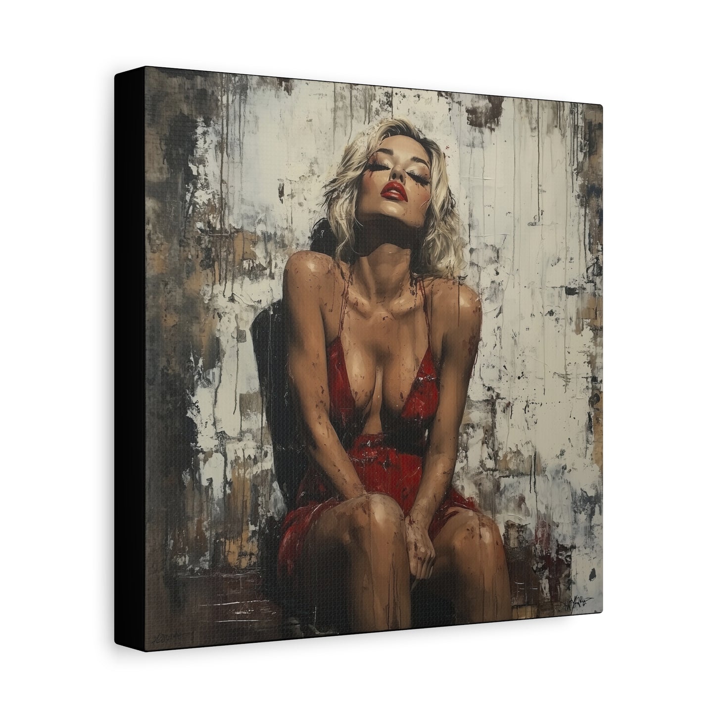 Gallery Wrapped Canvas, Guilt and Grit Adult Art Canvas, Erotic Pinup Art Canvas – Amara