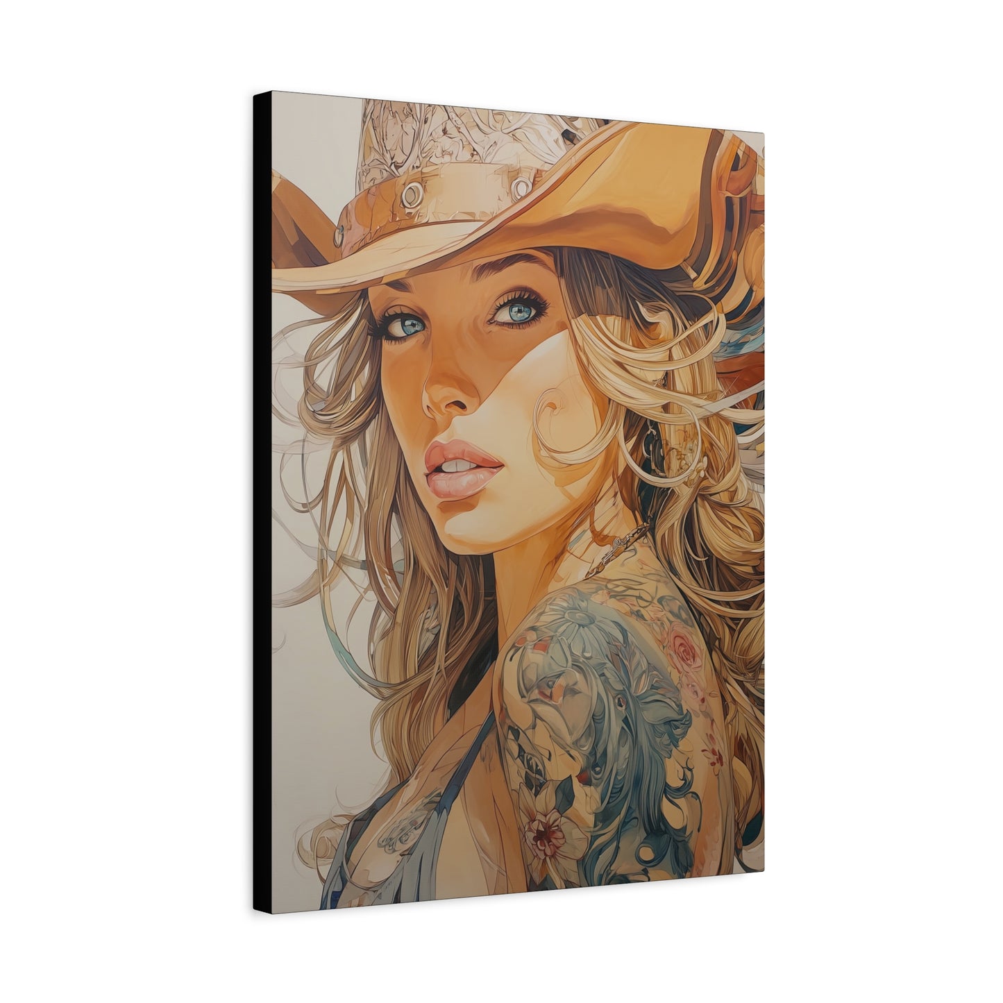Gallery Wrapped Canvas, Wranglers and Wreckage Art Canvas, Erotic Pinup Art Canvas – Annie