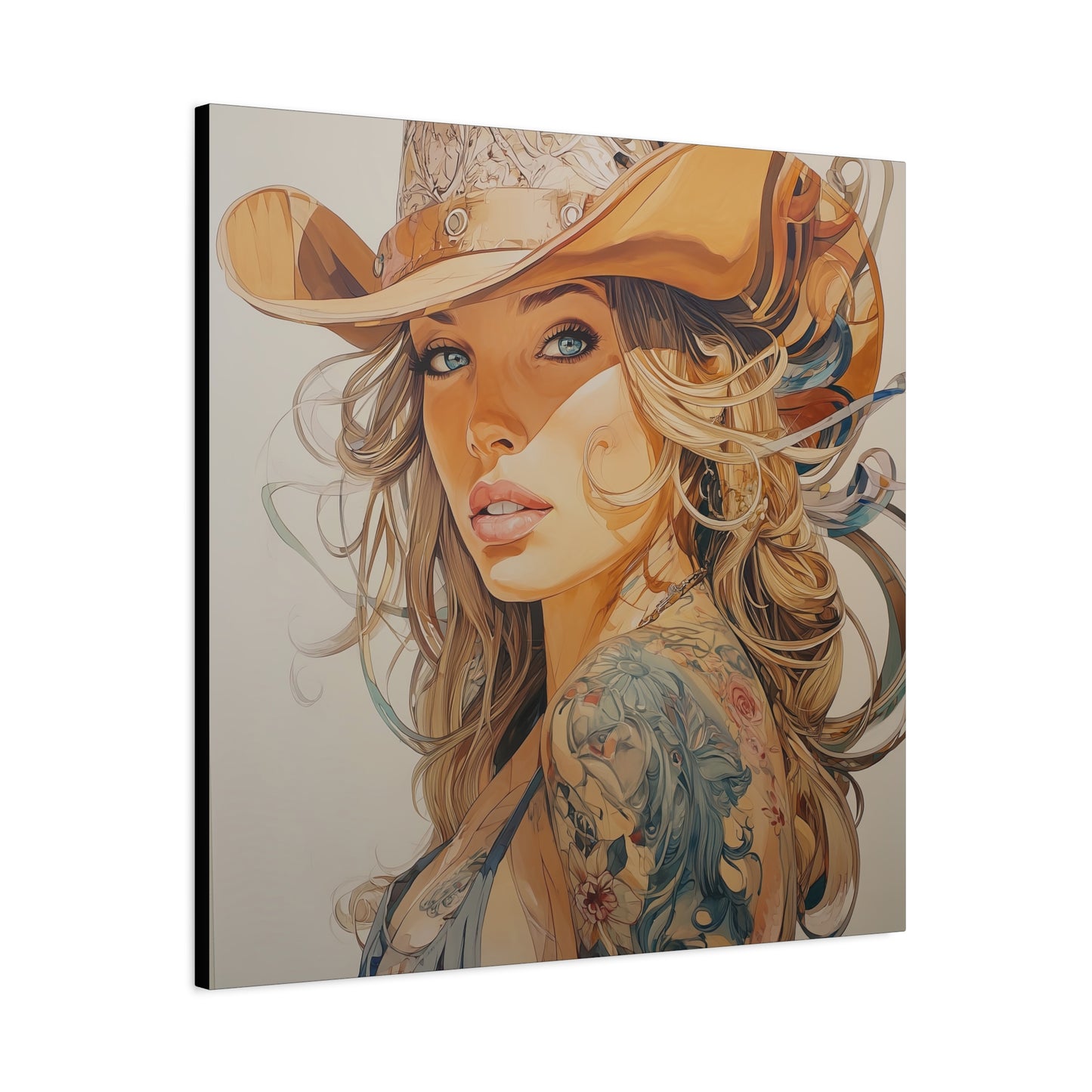 Gallery Wrapped Canvas, Wranglers and Wreckage Art Canvas, Erotic Pinup Art Canvas – Annie