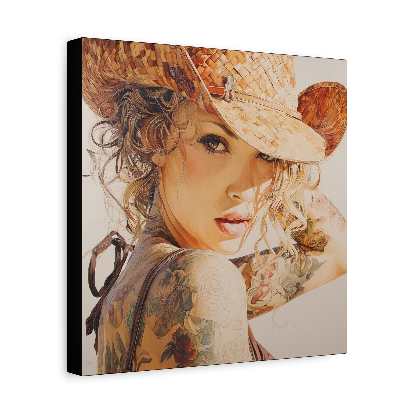 Gallery Wrapped Canvas, Wranglers and Wreckage Art Canvas, Erotic Pinup Art Canvas – Sadie