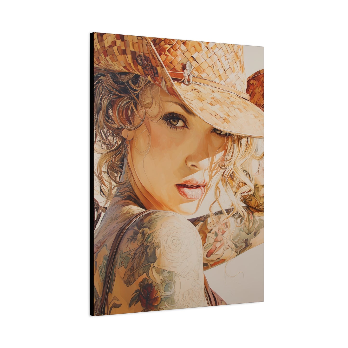 Gallery Wrapped Canvas, Wranglers and Wreckage Art Canvas, Erotic Pinup Art Canvas – Sadie