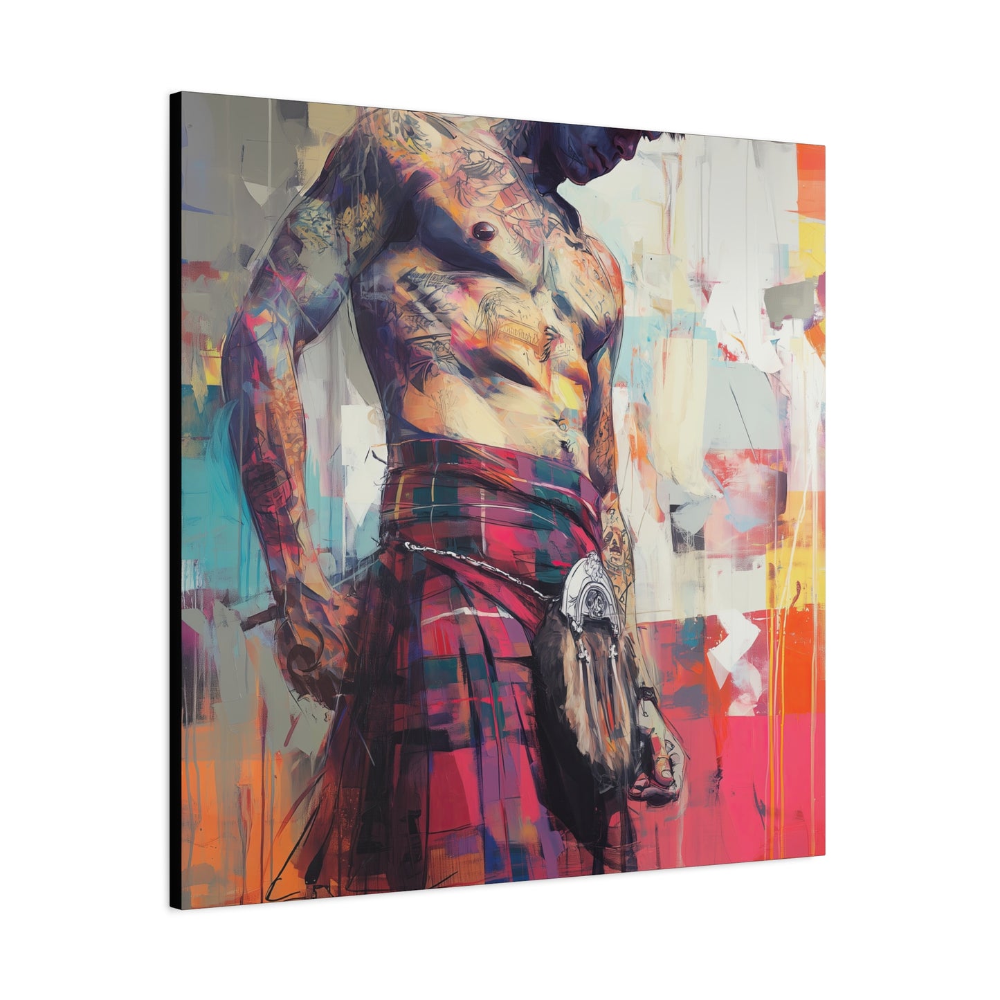 Gallery Wrapped Canvas, Kilts and Carnage Art Canvas, Erotic Pinup Art Canvas – Angus