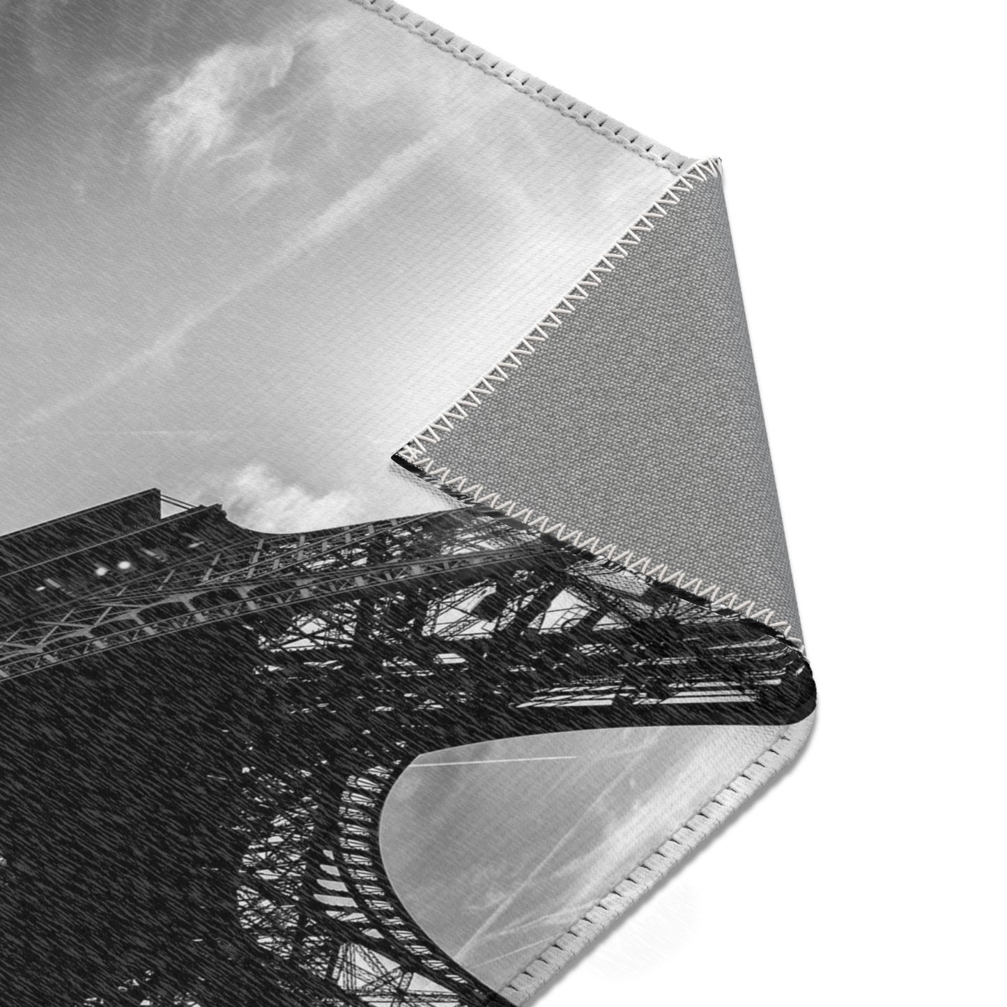 Eiffel Tower Area Rug - Black and White Paris Floor Mat - Custom Area Rug