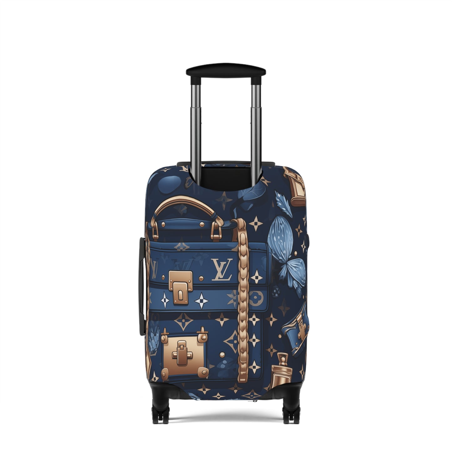 Designer Inspired Luggage Cover - LV Blue and Gold