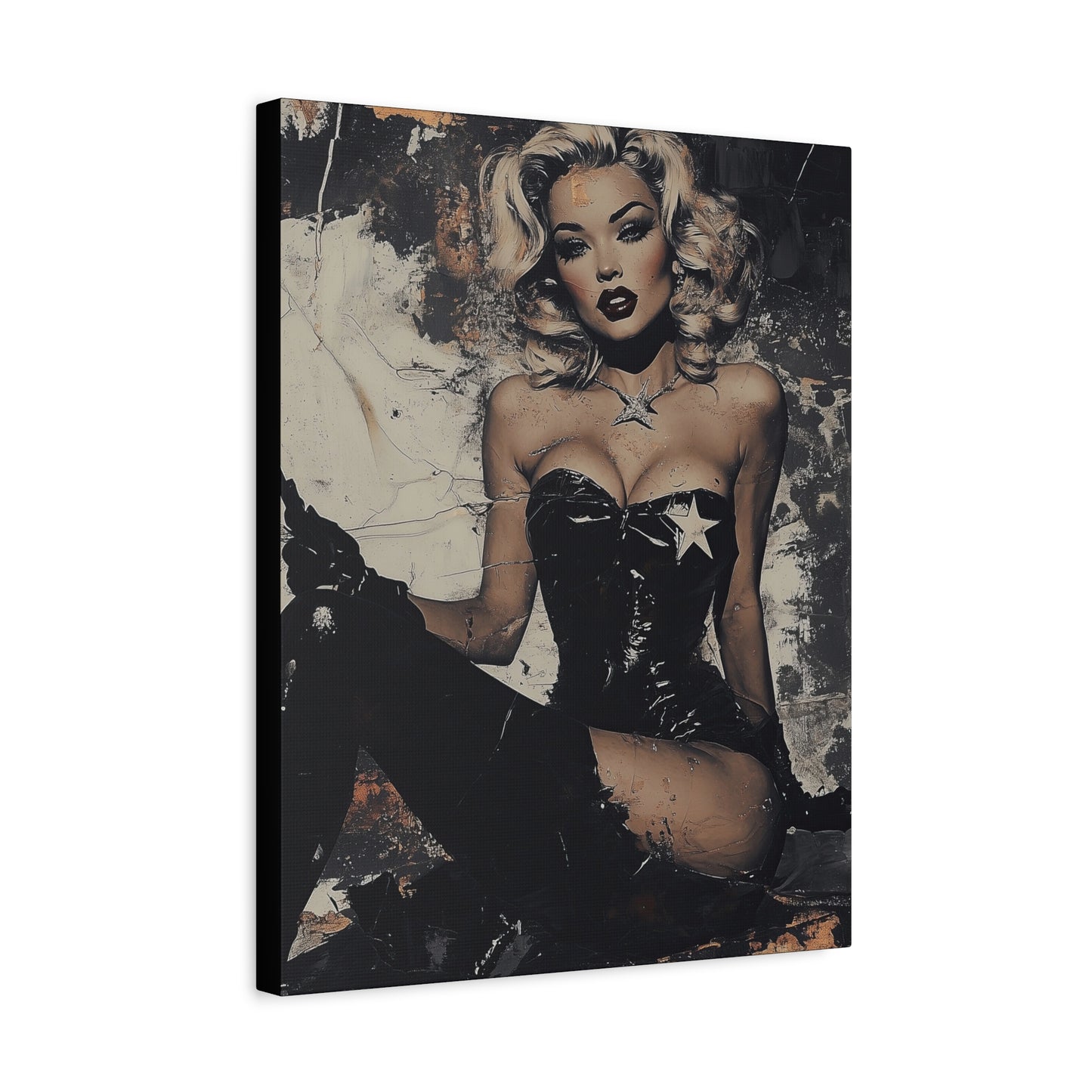Gallery Wrapped Canvas, Guilt and Grit Adult Art Canvas, Erotic Pinup Art Canvas – Bianca