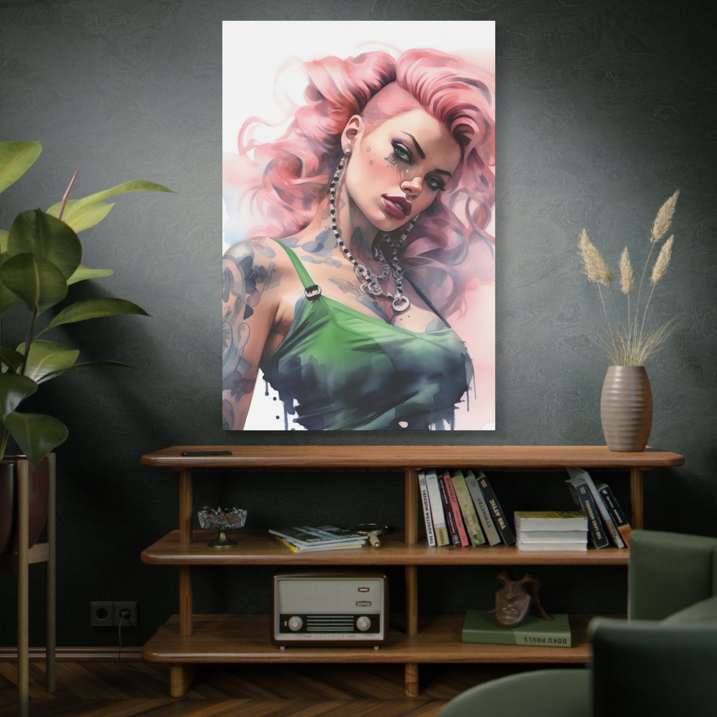 Gallery Wrapped Canvas, Edgy Tattooed Beauty, Urban Pop Art Canvas – Colette