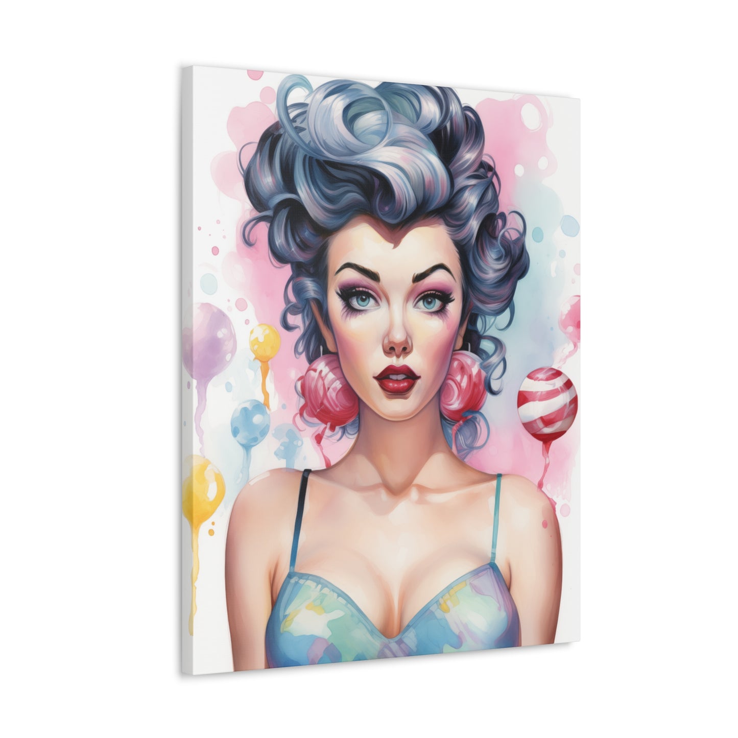 Canvas Gallery Wrapped High-Fashion Wall Art, Stylish Decor, Retro Femme Doll Pop Art – Poppy