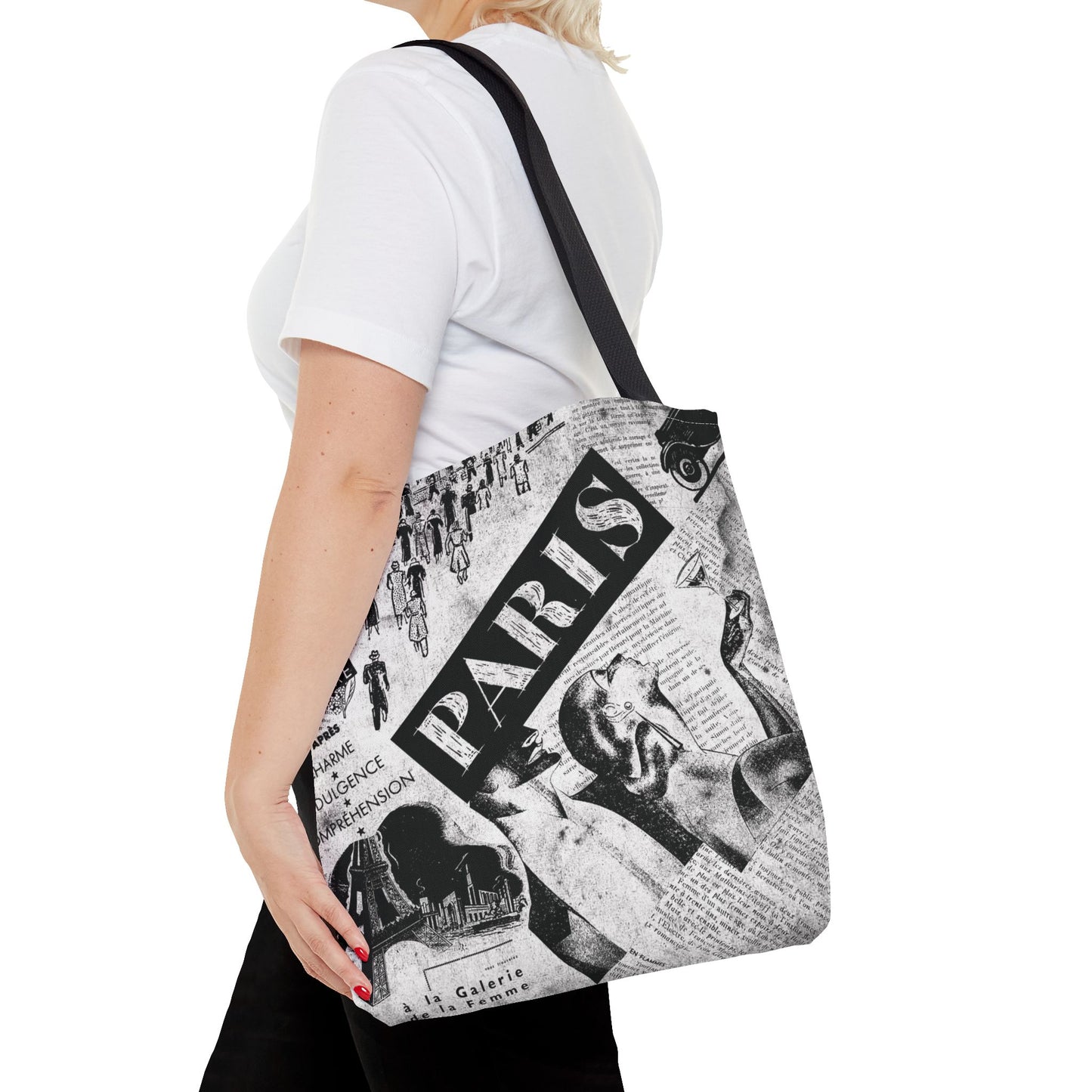 Vintage News From Paris Tote Bag, Utility Tote - Fashion Tote - Paris Fashion Bag