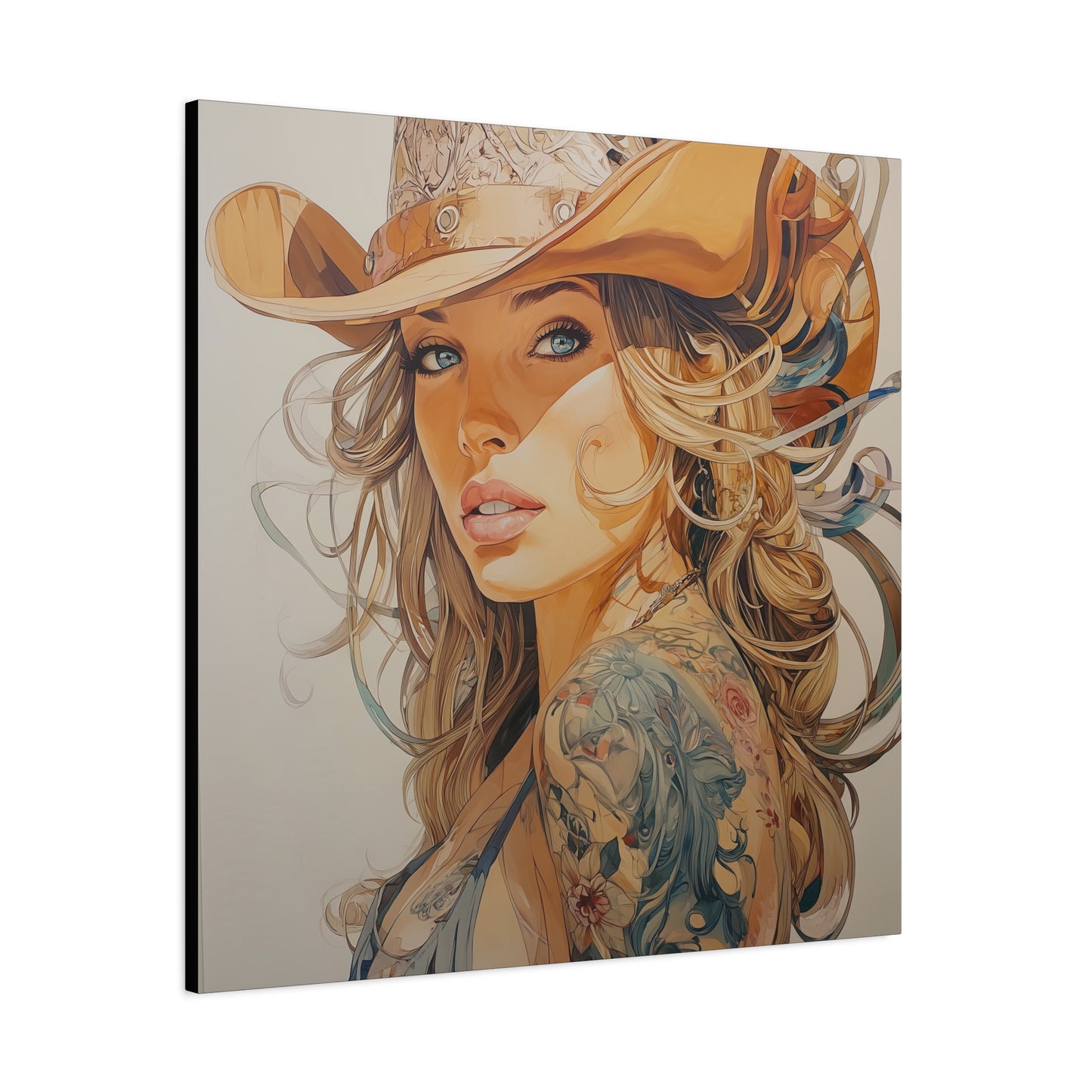 Gallery Wrapped Canvas, Wranglers and Wreckage Art Canvas, Erotic Pinup Art Canvas – Annie